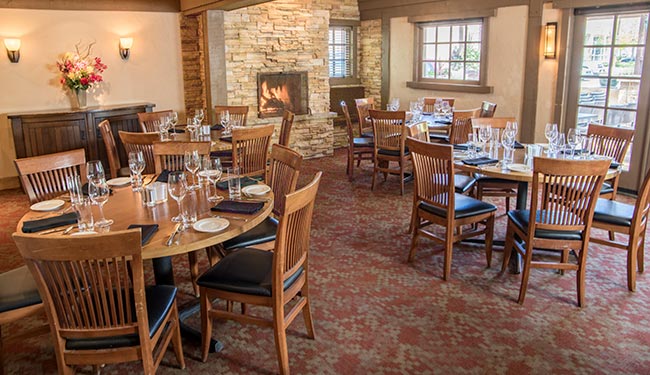 Fireplace room for private parties and group events in Boulder, Colorado